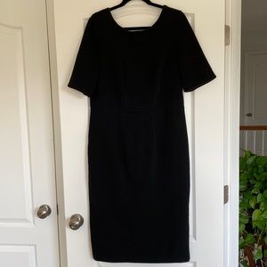 Black Boden ribbed ponte midi pencil dress